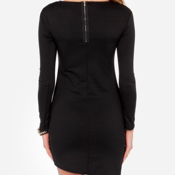 LULUS LONG SLEEVE BLACK DRESS WITH SLIT XS - Picture 4 of 5